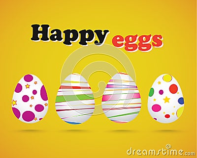 Easter eggs - happy eggs Cartoon Illustration