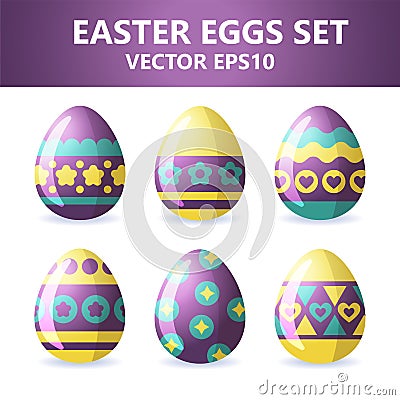 Easter eggs icons. Easter eggs for Easter holidays design on white background. Cartoon Illustration