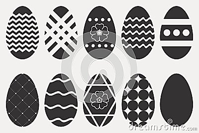 Easter eggs icons set. Collection of religious holiday attribute. Vector. Vector Illustration