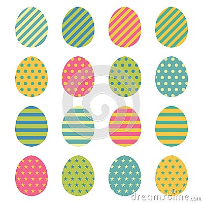 Easter eggs icons set. Easter eggs for Easter holidays design on white background Vector Illustration