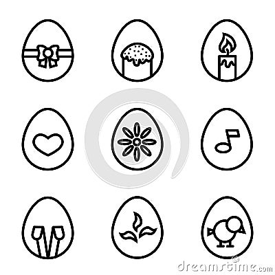 Easter eggs icons. Cartoon Illustration