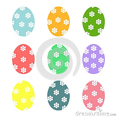 Easter eggs icons. Vector illustration Set of eggs Cartoon Illustration