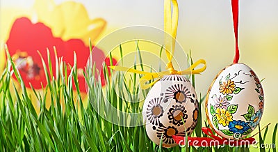 Easter eggs on the meadow Editorial Stock Photo