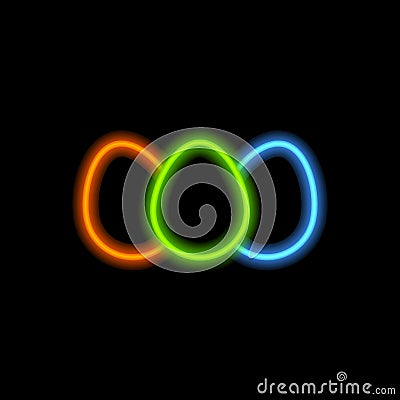 Easter eggs with neon lamps. Vector Illustration