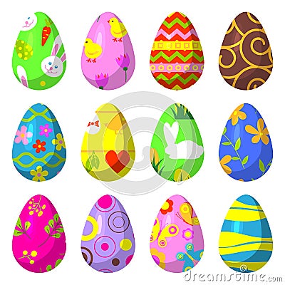 Easter eggs painted with pattern vector illustration. Vector Illustration