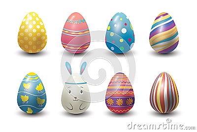 Easter eggs painted with spring pattern vector illustration. Vector Illustration