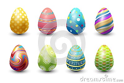 Easter eggs painted with spring pattern vector illustration. Vector Illustration