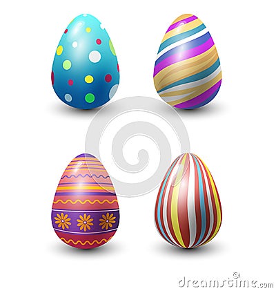 Easter eggs painted with spring pattern vector illustration. Vector Illustration