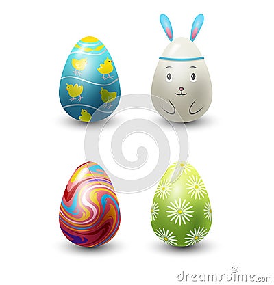 Easter eggs painted with spring pattern vector illustration. Vector Illustration