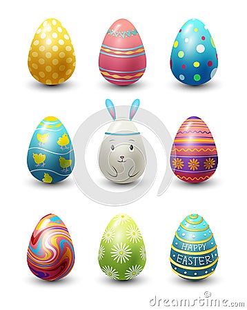 Easter eggs painted with spring pattern vector illustration. Vector Illustration