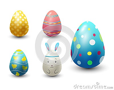 Easter eggs painted with spring pattern vector illustration. Vector Illustration