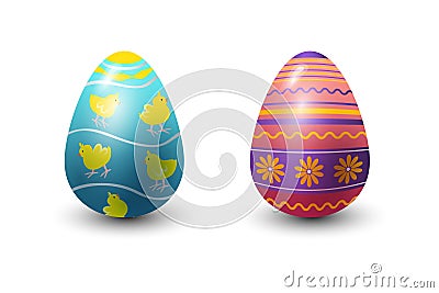 Easter eggs painted with spring pattern vector illustration. Vector Illustration