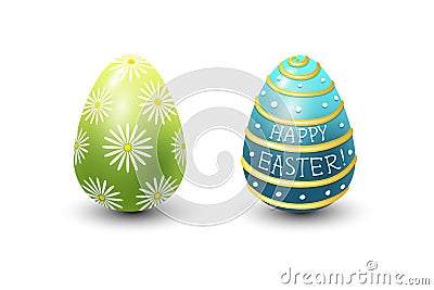 Easter eggs painted with spring pattern vector illustration. Vector Illustration