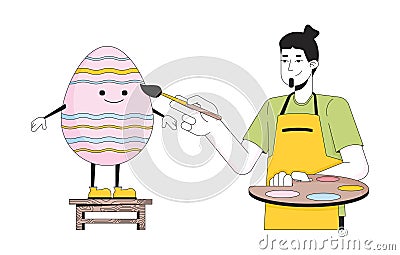 Easter eggs painting custom 2D linear illustration concept Vector Illustration