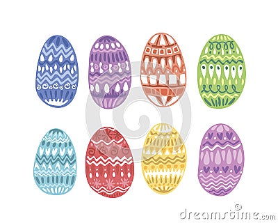 Easter eggs pattern icon set. For postcards, cute cards Vector Illustration