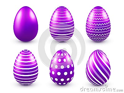 Easter eggs purple set. Spring Holidays in April. Seasonal celebration.Egg hunt. Sunday. Vector Illustration