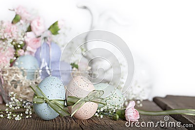 Easter Eggs with Rabbit Stock Photo