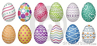 Easter Eggs with Realistic ornament pattern, Vector Vector Illustration