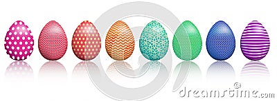 Easter Eggs with Realistic ornament pattern, Vector Vector Illustration