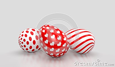 Easter eggs red colored. White background Stock Photo