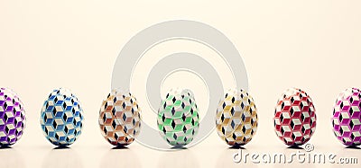 Easter eggs in retro cubic pattern Stock Photo