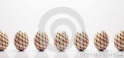 Easter eggs in retro cubic pattern pattern Stock Photo