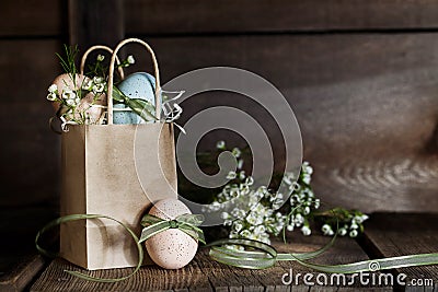 Easter Eggs with Ribbons Stock Photo