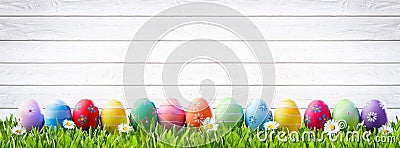 Easter Eggs In A Row Stock Photo