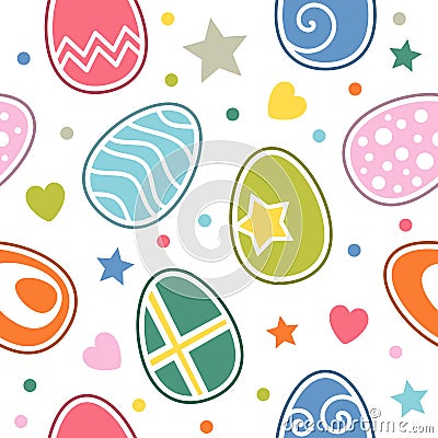 Easter Eggs Seamless Pattern Vector Illustration