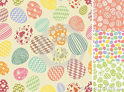 Easter eggs seamless pattern set.Silhouette Vector Illustration