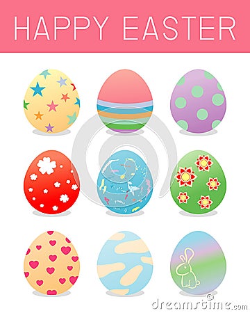 Easter eggs.set of color Easter eggs isolated on white background. Easter eggs vector icons flat style. Easter eggs. Easter eggs v Vector Illustration