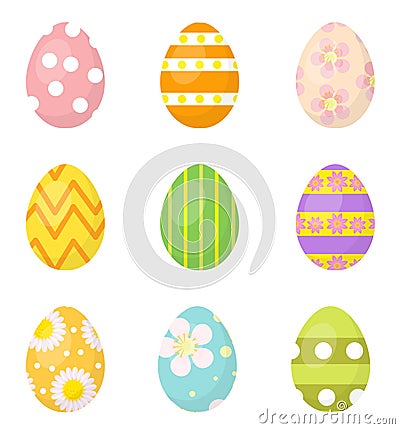 Easter eggs set of icons, design elements. on white background. Vector illustration. Vector Illustration