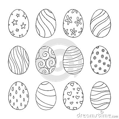 Easter eggs set with pattern. Vector illustration Vector Illustration