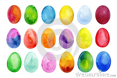 Easter eggs set watercolor template for design. Vector Illustration