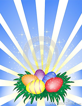 Easter eggs on the shining background Vector Illustration