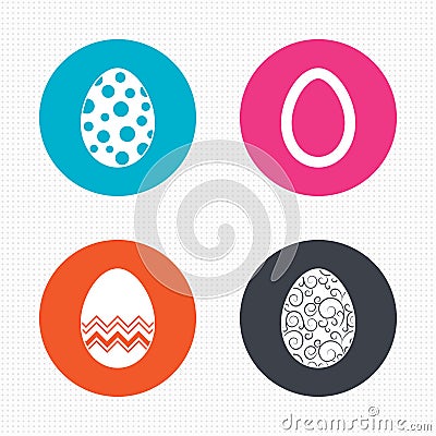 Easter eggs signs. Circles and floral patterns Vector Illustration