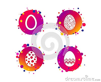 Easter eggs signs. Circles and floral patterns. Vector Vector Illustration