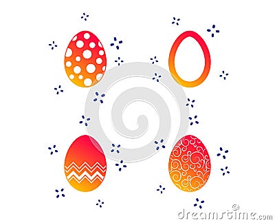 Easter eggs signs. Circles and floral patterns. Vector Vector Illustration