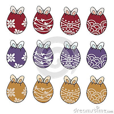 Easter eggs small rabbit Vector Illustration