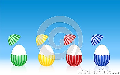 Easter Eggs Striped Pattern Peeled Cartoon Illustration