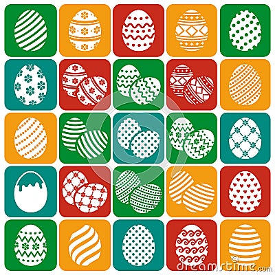 Easter eggs. Vector icons set. Vector Illustration