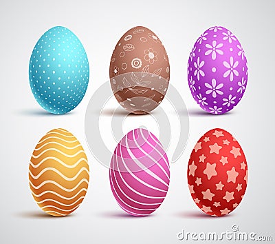 Easter eggs vector set with colors and patterns. Elements and decorations Vector Illustration