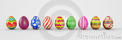 Easter eggs on a white background. Easter eggs. 3D rendering illustration Cartoon Illustration