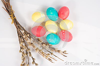 Easter eggs with a willow Stock Photo