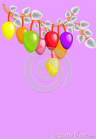 Easter eggs with willows Vector Illustration