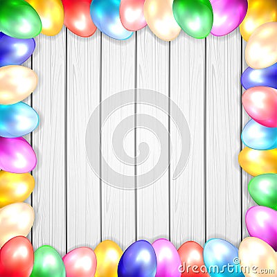 Easter eggs on wooden background Vector Illustration