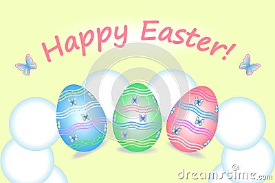 Easter eggs on a yellow background Vector Illustration