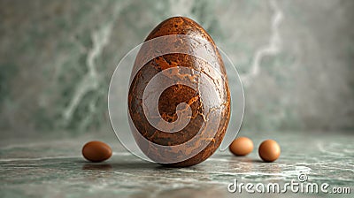 Easter Elegance: Chocolate Egg with a Clean and Captivating Design, Ideal for Creative Text Stock Photo