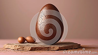 Easter Elegance: Chocolate Egg with a Clean and Captivating Design, Ideal for Creative Text Stock Photo