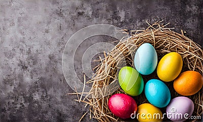 Easter elegance: Still life with vibrant eggs Stock Photo